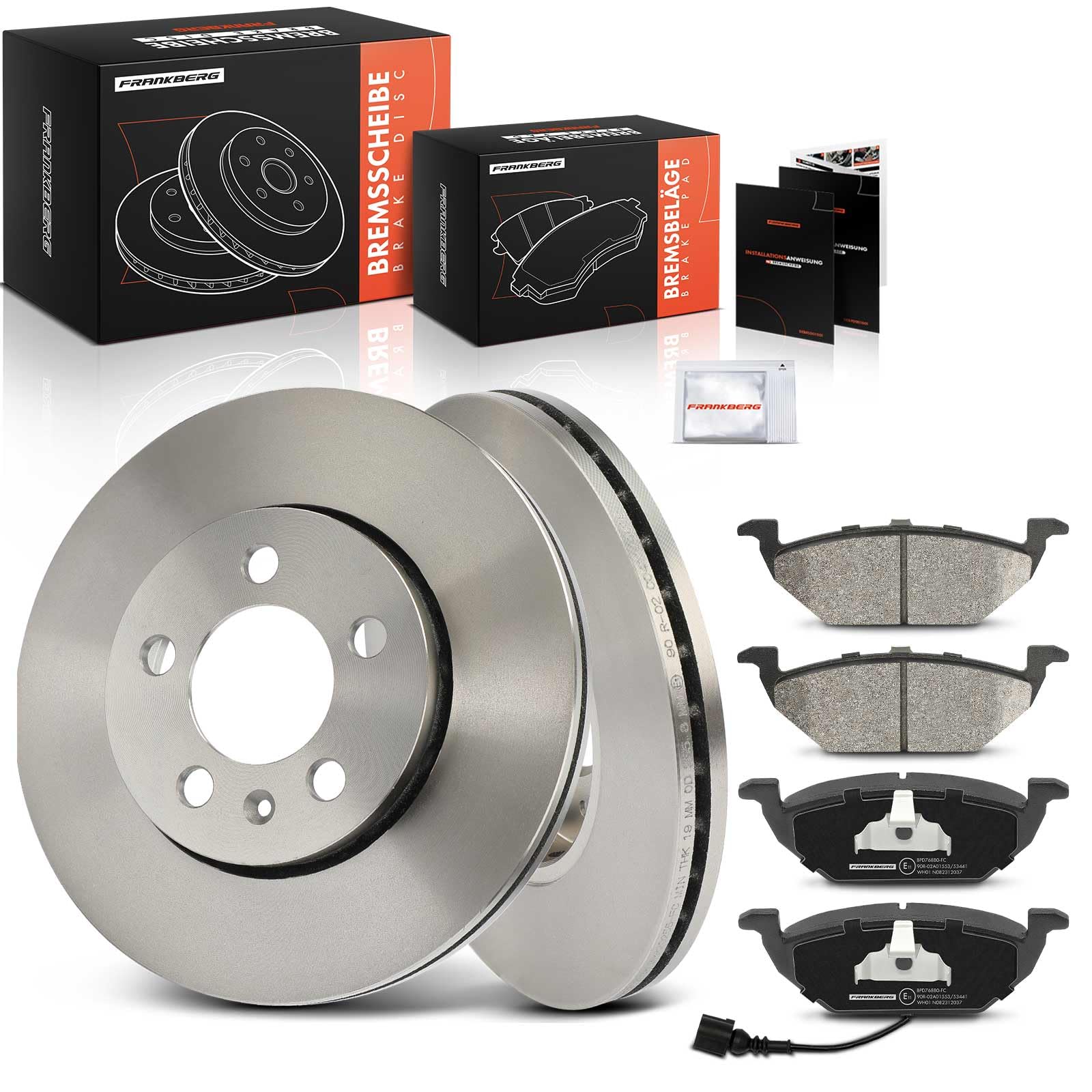 Frankberg Bremsensatz inkl. 2x Bremsscheiben + 4x Bremsbeläge Vorne Kompatibel mit Golf IV 1J1 Fabia II 542 Polo 9A 9N Fabia II Combi 545 Replace# 5Z0615301B