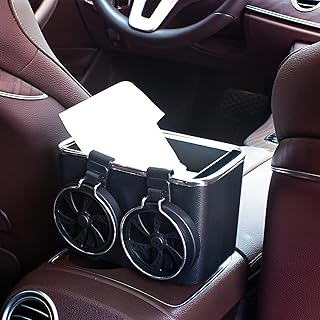 Console Organizer - innovative car armrest storage solution featuring 2 built-in cup holders, perfect for organizing drinks and personal items on the go. (1 Black color)