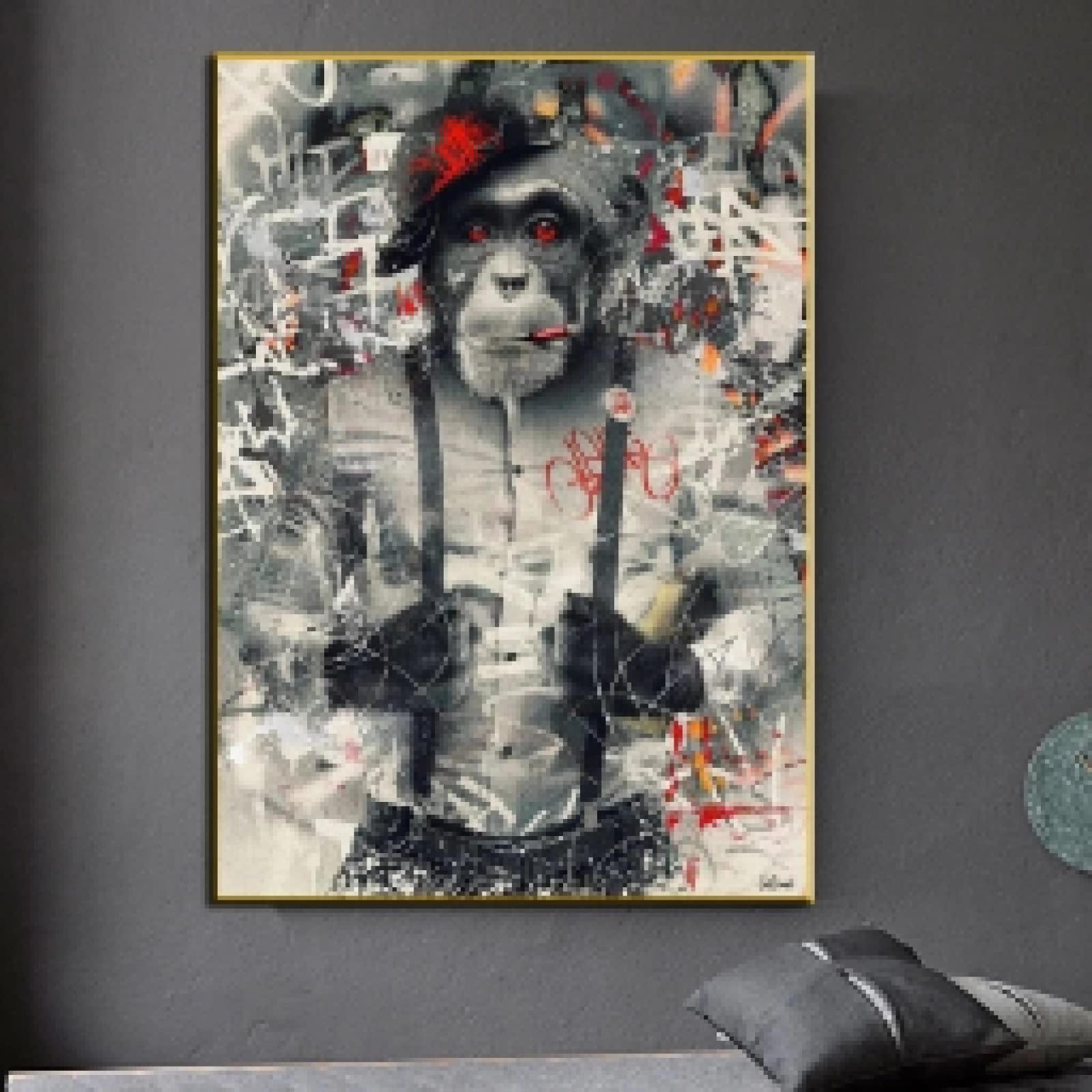 Singe fumer impression sur toile pour habiller un grand mur de salon - 8