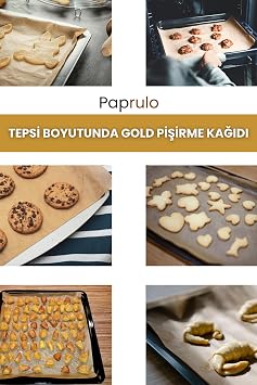 Premium Gold Pişirme Kağıdı, Yağ Geçirmez, Doğal Odun Hamuru, 37x42 cm, 100 Adet, Tepsi Boyutunda, Hazır Kesilmiş