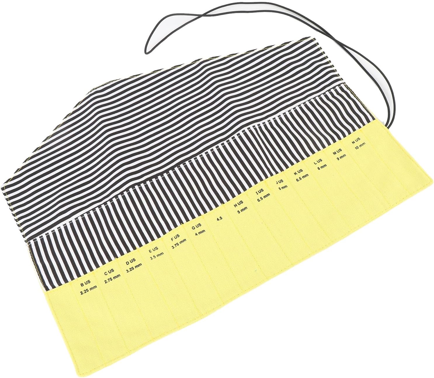 Lightweight Crochet Hook Storage Bag, Roll Up Knitting Needles Case for Crafting Enthusiasts Markings Made from Oxford Cloth Portable Crochet Organizer for Home Travel (Yellow)