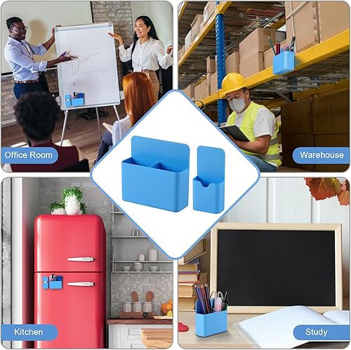 Miniatura 105 de Soporte magnético para bolígrafo, paquete de 2 soportes magnéticos de borrado en seco con compartimentos generosos, marcador de almacenamiento Verde