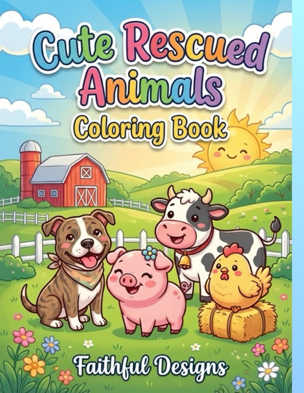 Cute Rescued Animals: A Coloring Book for Kids: 25+ Adorable Farm & Sanctuary Animals with Bold, Easy Outlines