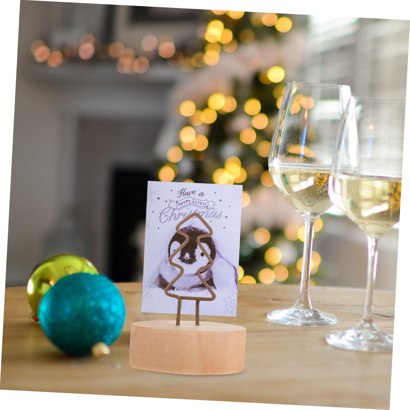 24piezas Soporte De Notas De Navidad Clips De Madera y Forma De Árbol y Estrella Portacartas Para Decoración De Mesa Fiestas