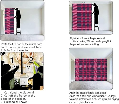 Miniatura 4 de Papel tapiz adhesivo a cuadros morados para cocina casa de muñecas protege la superficie (W) 118 pulgadas X (H) 110 pulgadas