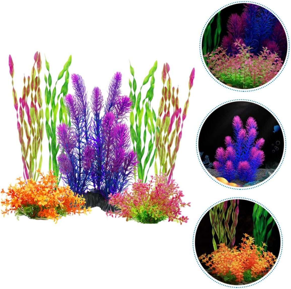 Housoutil 35pcs Simulation Grass Aquarium Plants Artificial Underwater Decor for Fish Tank Safe Fish Hiding Plants for Home Aquatic Landscape