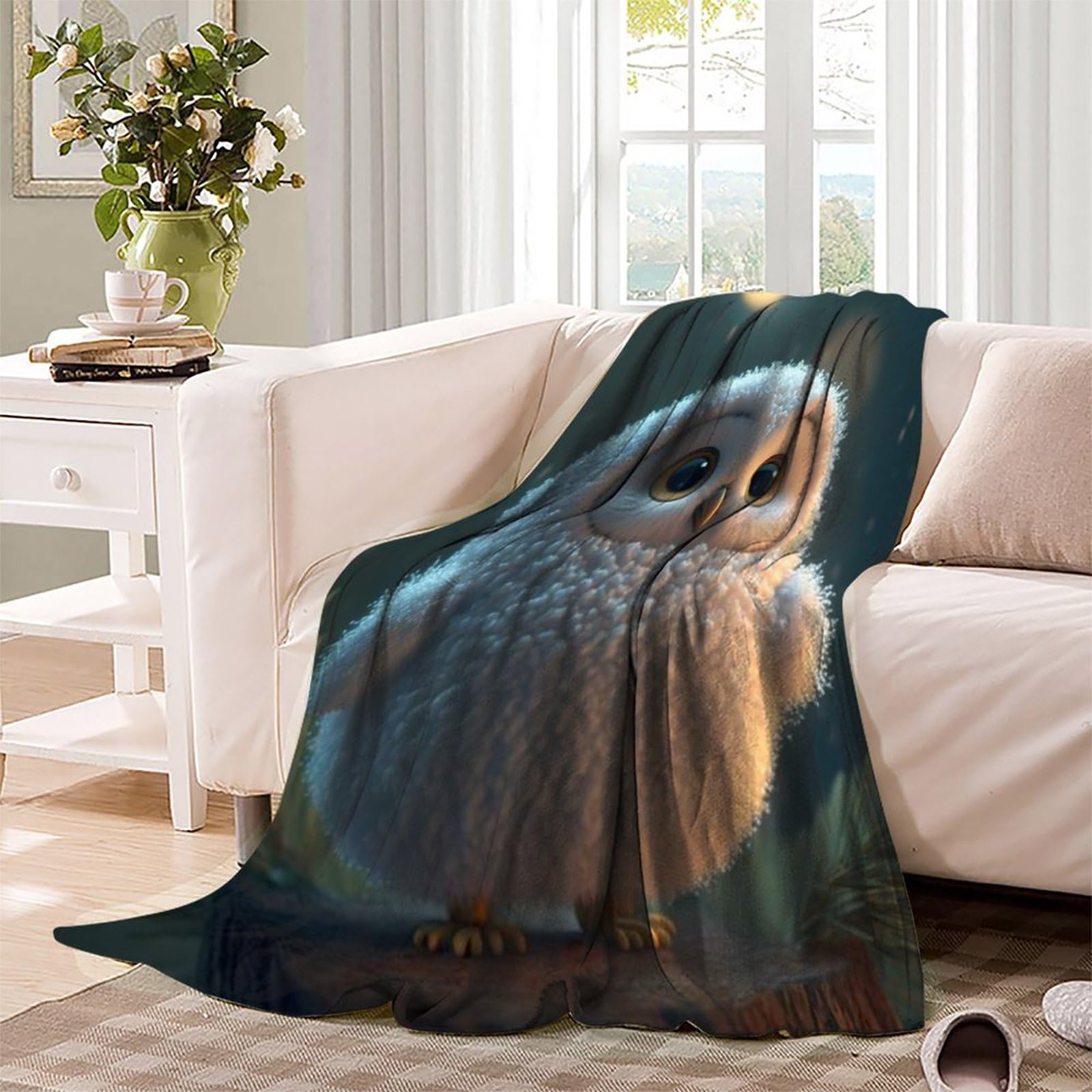 Flanell-Fleece-Decke Mit Eulen-Motiv – 127x152 Cm, Weich, Wärmend, Für Couch & Bett