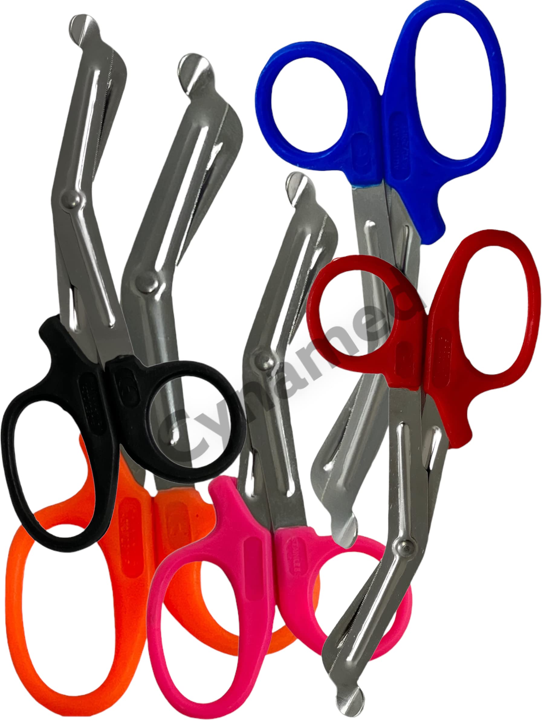 NEW PREMIUM GRADE SET OF 5 PCS (RED, ORANGE, BLUE, PINK, BLACK) PARAMEDIC UTILITY BANDAGE TRAUMA EMT EMS SHEARS SCISSORS 5.5 INCH STAINLESS STEEL