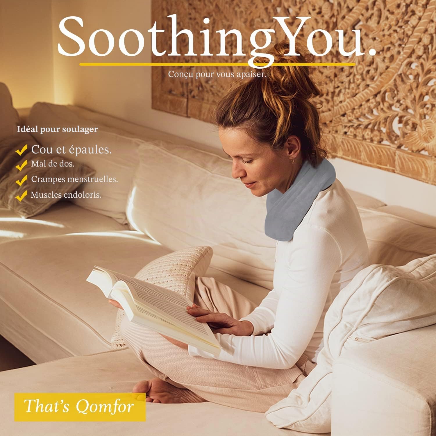 QOMFOR APPORTE DU CONFORT – Le coussin chauffant Qomfor est conçu en mettant l’accent sur la chaleur, la douceur et les petits plaisirs d’une vie confortable ; idéal pour les soirées tranquilles ou le