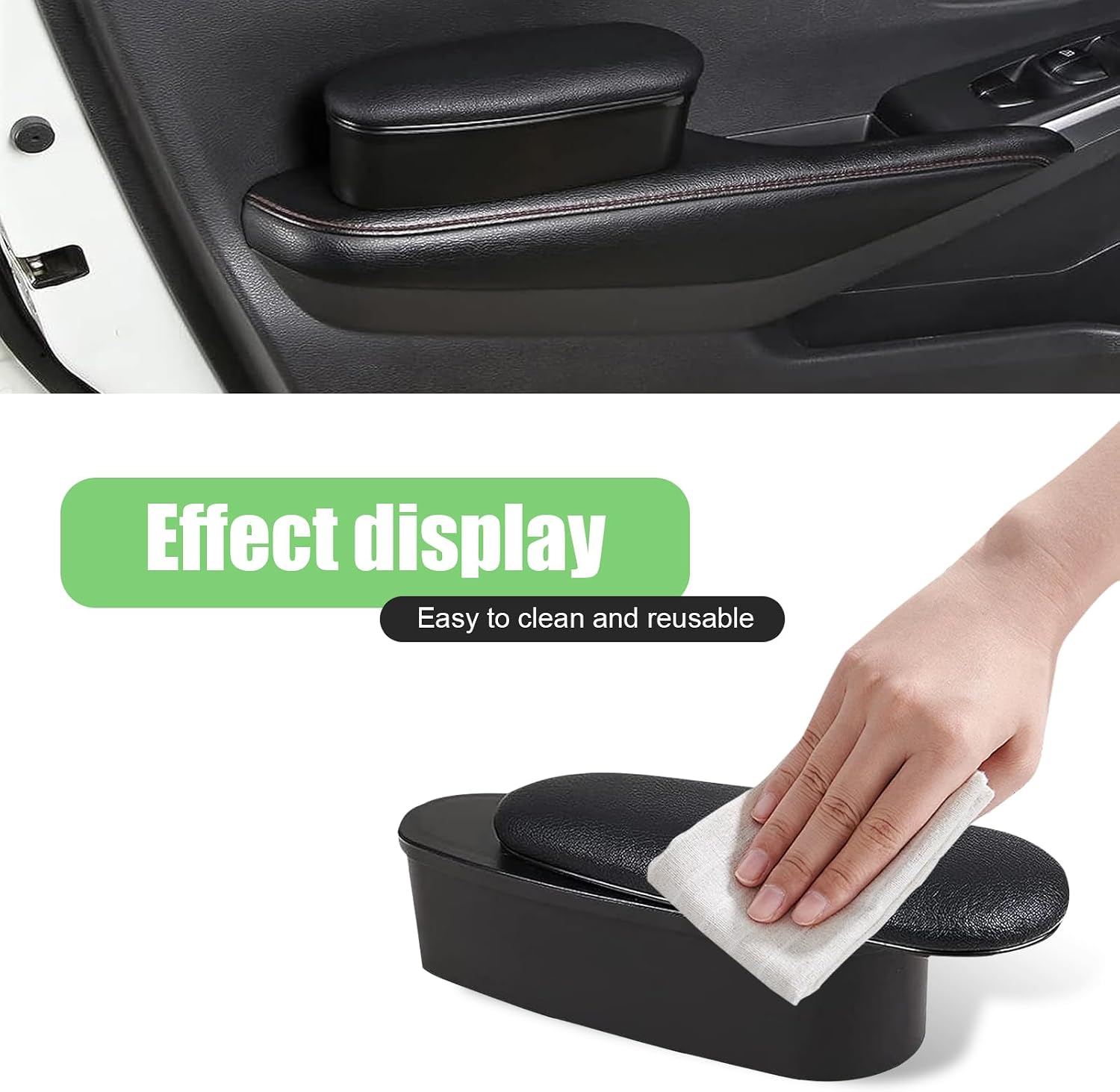 Car Armrest Support Left Elbow Pad, Retractable Elbow Support Pad with Storage Box, Adjustable Comfort Driver Arm Rest Cushion, Self-adhesive Interior Accessory for Cars (Black)