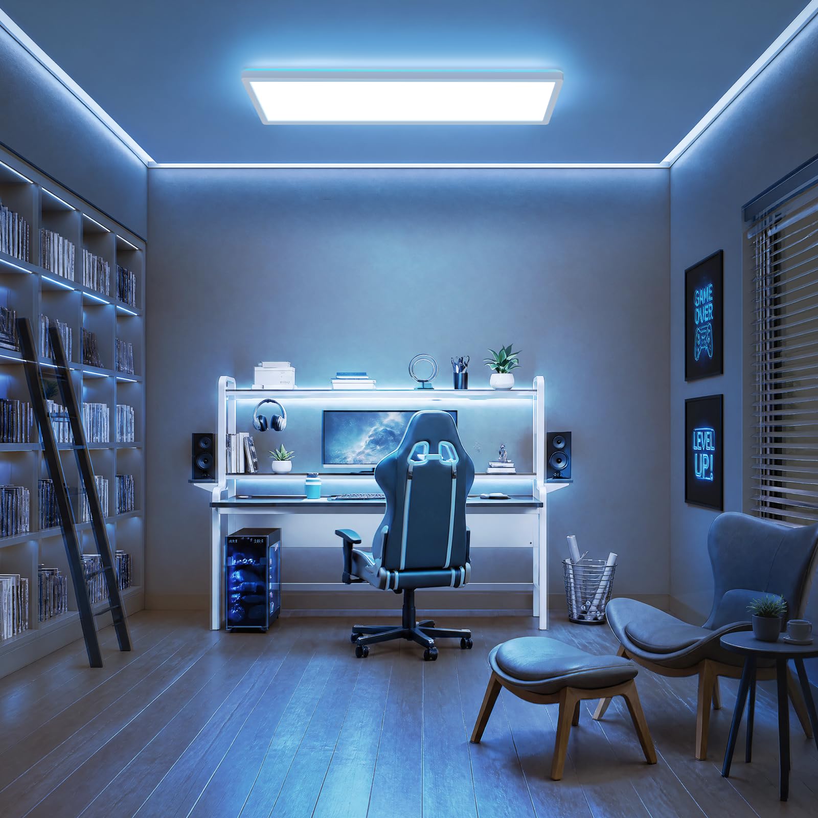 CBJKTX Lampa sufitowa LED z pilotem zdalnego sterowania 58 x 20 cm, panel