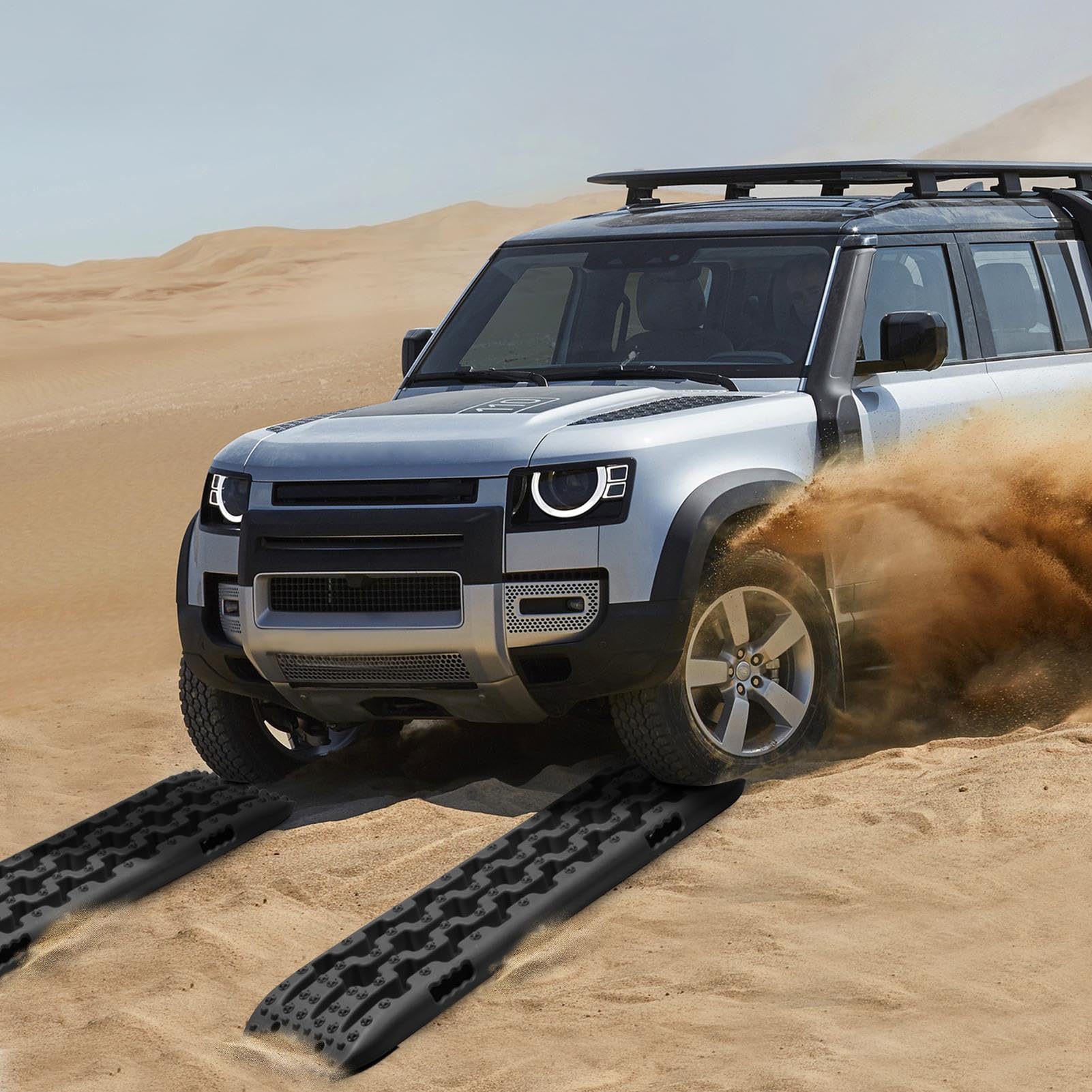 2 Stücke Sandbleche Offroad Traktionsmatte Anfahrhilfe Recovery Board Offroad Tracks 10T Last Geeignet für Außeneinsatz bei Schnee Sand Schlamm für Geländewagen Wohnmobils PKW PKW LKW