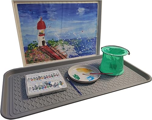 Miniatura 10 de Bandeja multifuncional grande para botas, paquete de 2 alfombrillas lavables para interiores o exteriores, para zapatos, botas, plantas, macetas,