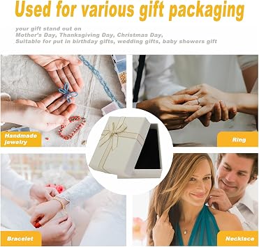 2Pcs Small Gift Boxes, 9x7x3cm Jewellery Gift Box with Lid Ring Earrings Necklace Bracelet Gift Boxes Small Paper Boxes for Gift Present (White, White Bowknot)