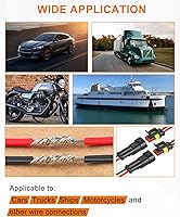Vista 7 de NAOEVO Conector de 2 pines impermeable, conectores de 2 cables calibre 16 AWG, conectores eléctricos automotrices macho y hembra Way con tubo