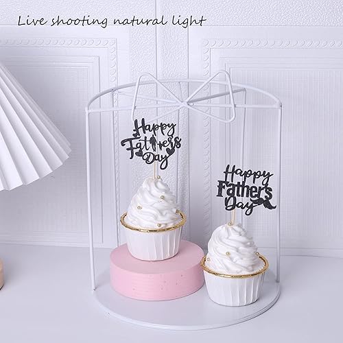 Miniatura 7 de Paquete de 24 adornos para cupcakes con purpurina para el Día del Padre, para el Día del Padre, amor, papá, bigote, decoraciones de cumpleaños,