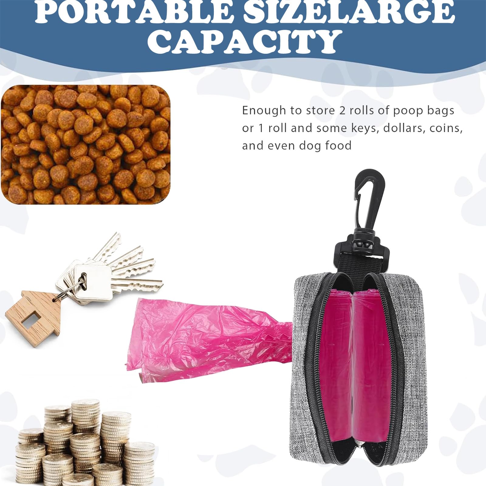 2 PCS Poo Bag Holder for Dogs Lead Poop Bag Holder, Includes 4 Rolls of Dog Waste Bags - Image 4