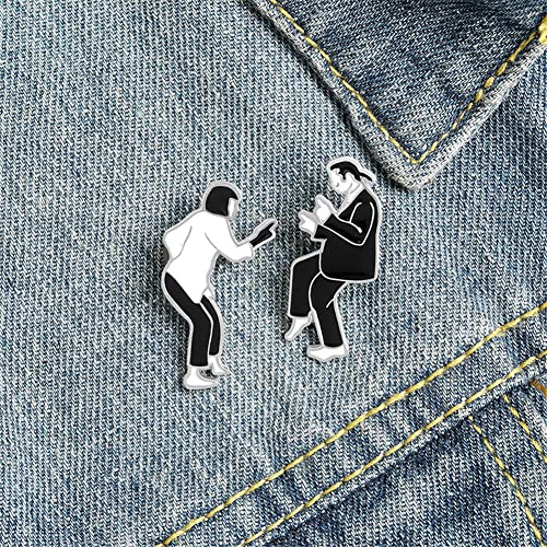 2 broches creativos punk, divertidos, pulp fiction, imagen de personaje, esmalte, insignia, insignia, ropa, mochila, alfiler, joyería, accesorios, regalo para fans y amigos, Metal - imagen 4
