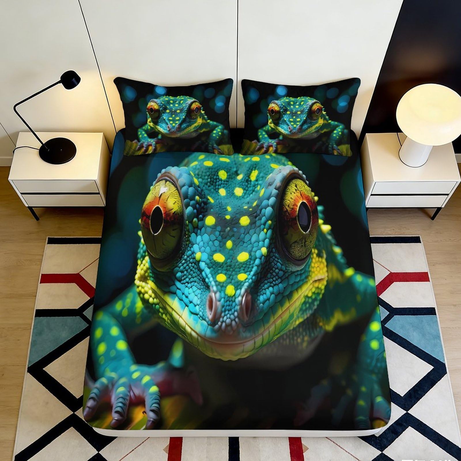 Jqzkxnhpbr Style-8 3D Printed Green Yellow Frog Fitted Sheet Microfiber Soft Anti-Slip Jungle Amphibian Bed Cover For Bedroom Dorm Decor 90X200x25cm