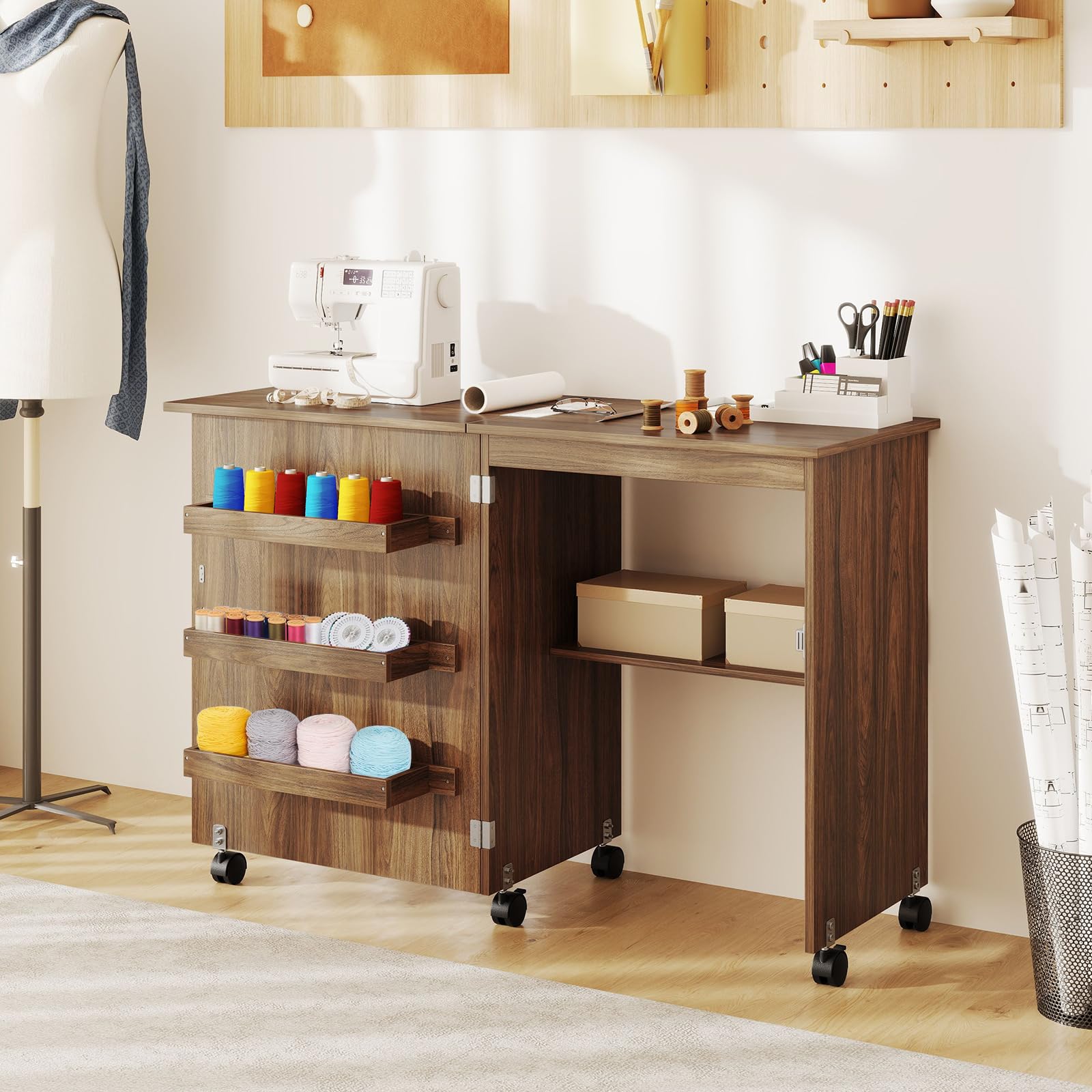 Amazon.com: DORTALA Folding Sewing Table, Wood Sewing Craft