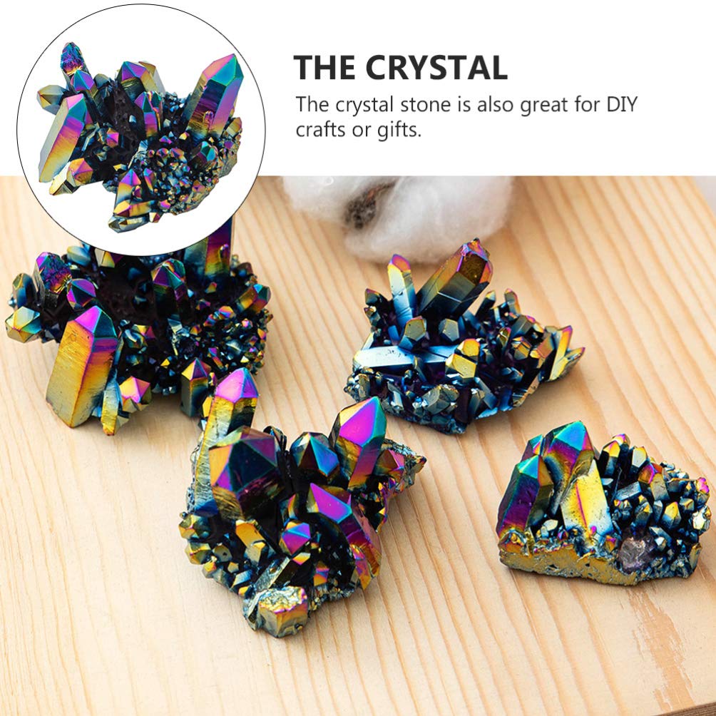 EXCEART Grappolo di cristallo arcobaleno naturale, 2 pezzi, decorazione per la casa, feng shui, acquario, artigianato e regali 4,5 x 3,5 x 3 cm