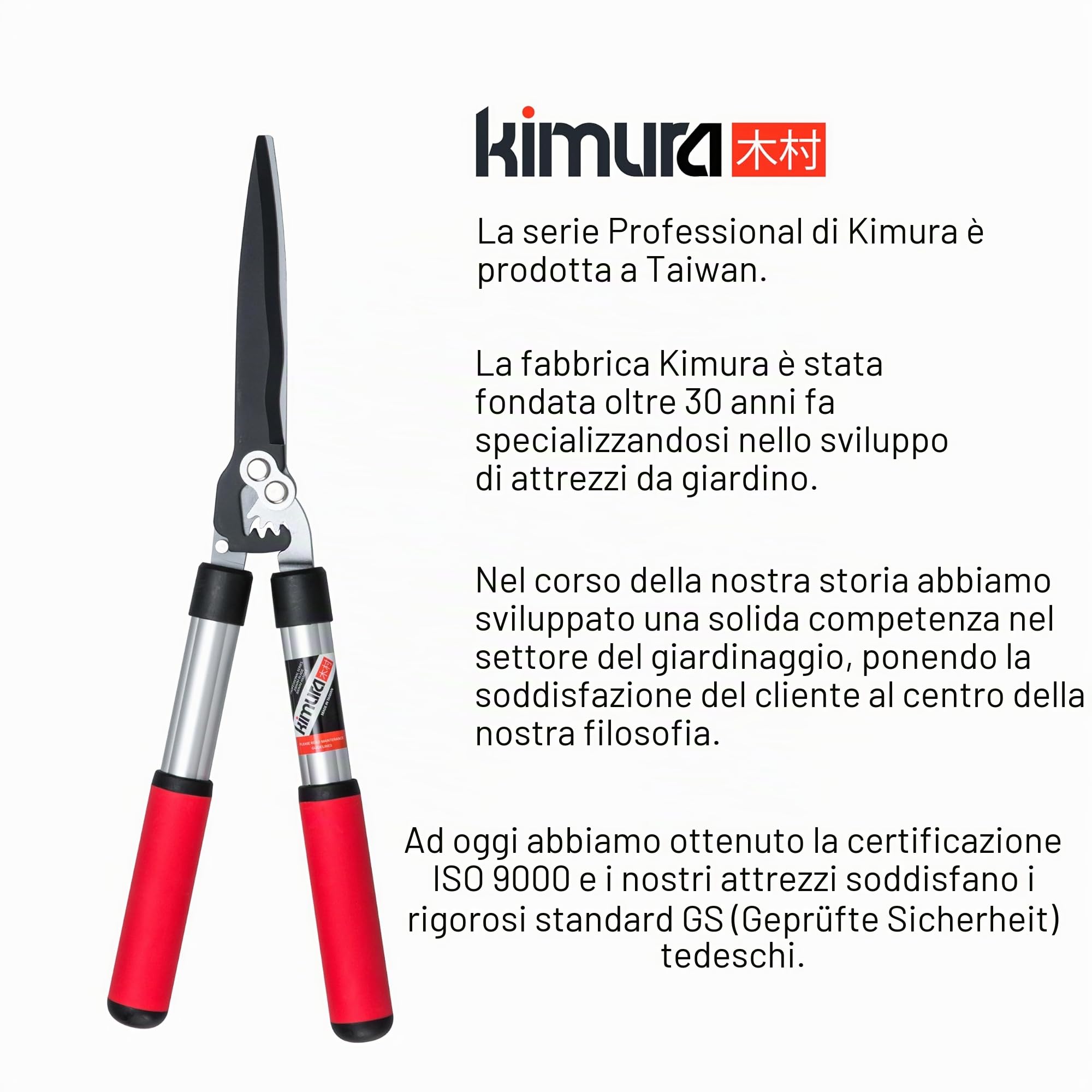 Cesoie da giardino Kimura Pro, cesoie per siepi di alta qualità, manici in alluminio leggero, lame affilate giapponesi SK5, tecnologia brevettata, acciaio antiruggine, giardinaggio - 560 mm