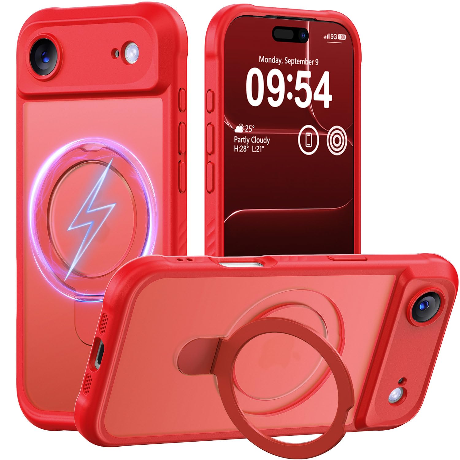 MOCCA Magnetic for iPhone 17 Air Case with Stand,Red