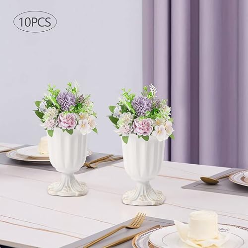 Miniatura 3 de KIOPOWQ Florero con arreglo de flores 10 piezas de metal platino base de hierro fundido macetas centros de mesa decoración para bodas fiestas