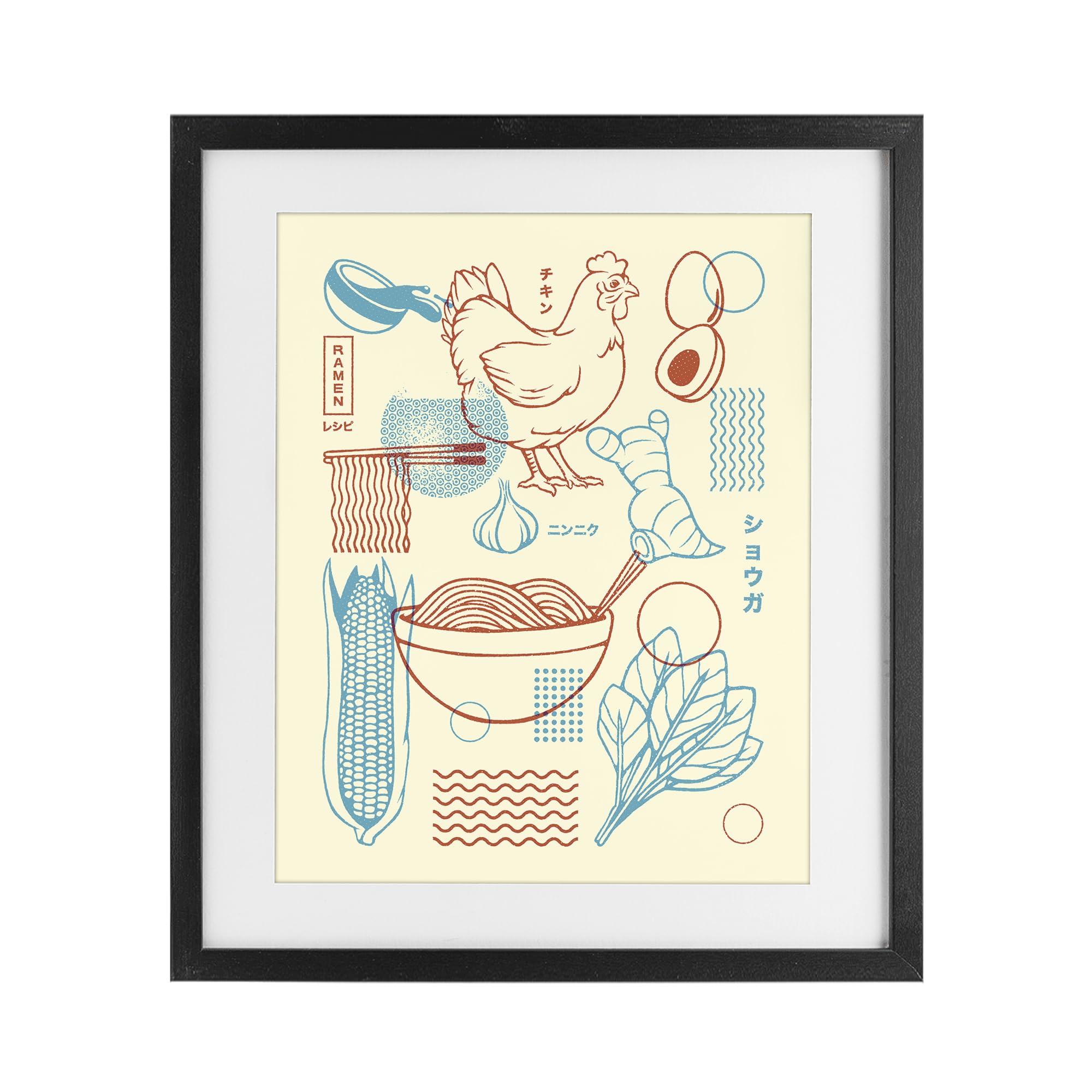 Stupell Industries Minimalist Ramen Kitchen Illustration 'Minimalist Ramen Ingredients'| Framed Print Under Glass