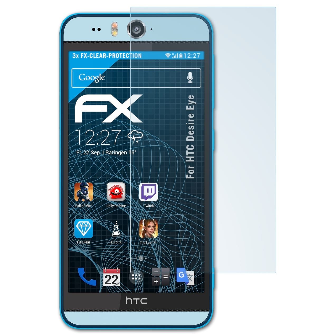 atFoliXScreen Protection Film compatible with HTC Desire Eye Screen Protector, ultra-clear FX Protective Film (3X)