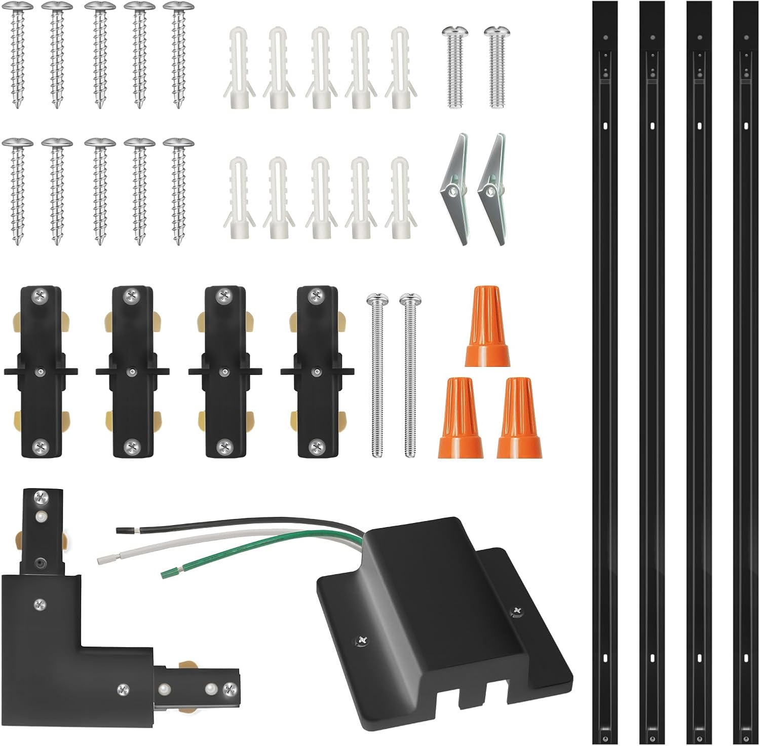 13FT H Track Lighting Kit - White Single Circuit Track Rails with Floating Canopy, Live End Feeds & Connectors | Complete H-Style System for Home, Office, Gallery & Retail Lighting(White)
