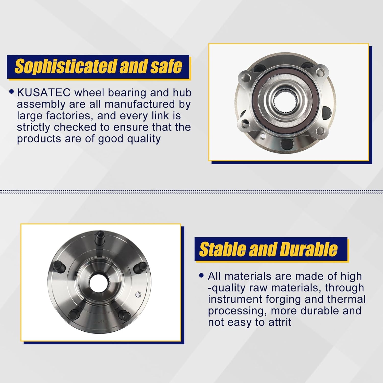 KUSATEC 513275 2PCS Front/Rear Wheel Bearing and Hub Assembly Fit for Ford Edge Flex Taurus 2010-2019, Lincoln MKS MKT MKX 2009-2019, 5 Lug Bolts w/ABS