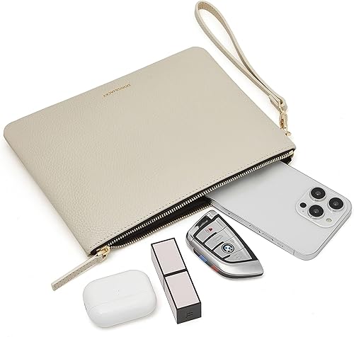 Miniatura 5 de DORIS&JACKY Bolso de mano de cuero para mujer, bolso grande y delgado para teléfono con correa desmontable