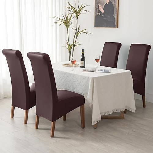 Miniatura 10 de iEventStar Funda protectora de piel sintética impermeable y elástica para silla de comedor (negro, 2)