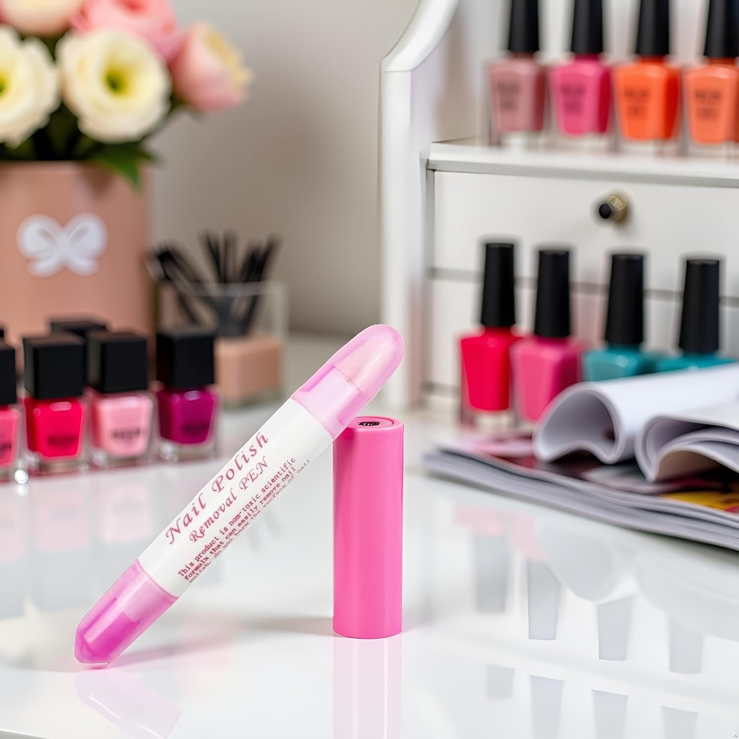 Pink Nail Polish Corrector Pen,6g Nail Erase Pen Removable Head,Polish Cleaning Manicure Corrector Pen for Manicure Fingernail Home Salon Use,Foot,Hand Care,Nail Art and Polish