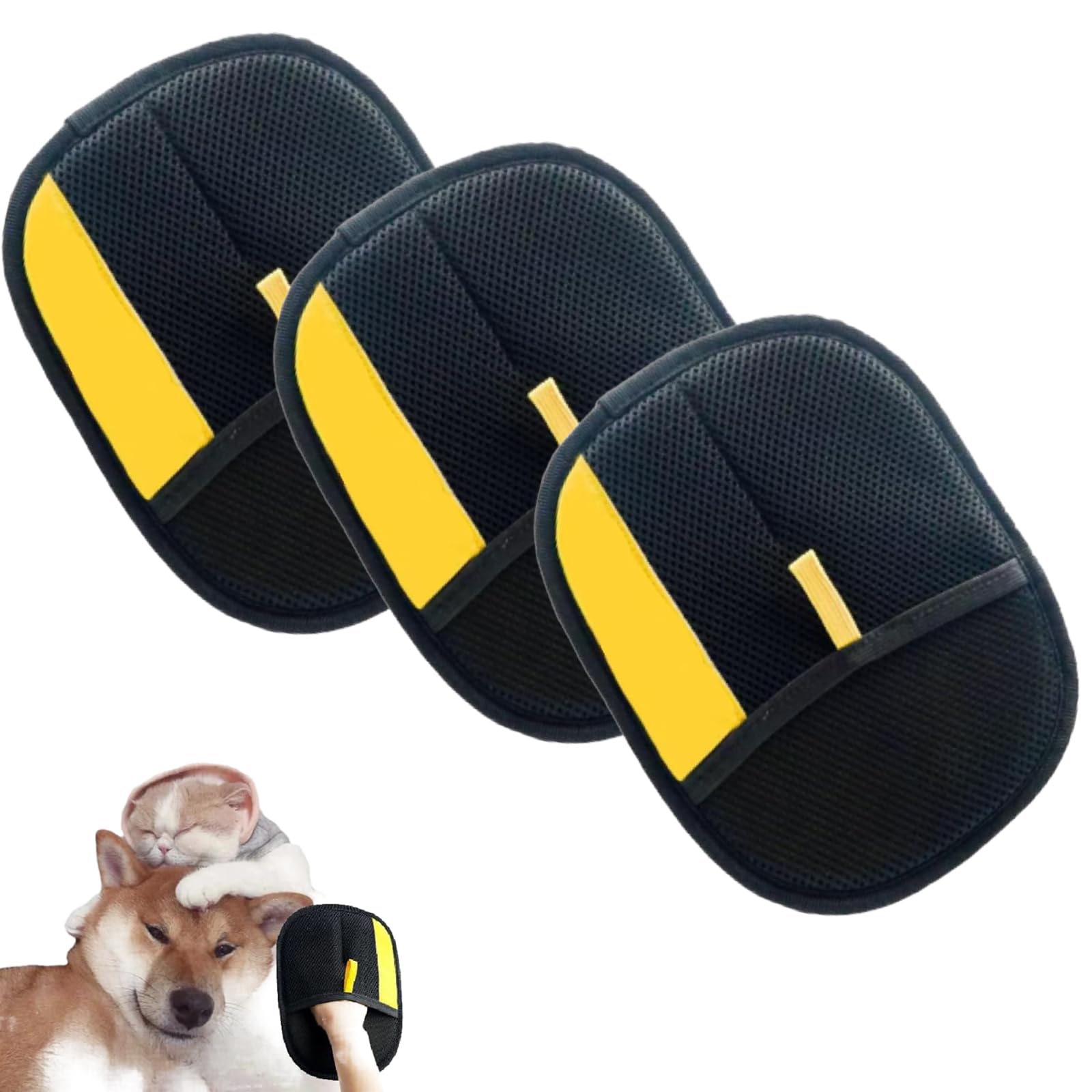 Cat Grooming Glove, Pet Hair Removal Glove, 3 Pcs 6.29 * 9.44INCH Pet Grooming Kit for Cleaning Pet Hair On Carpets Sofas