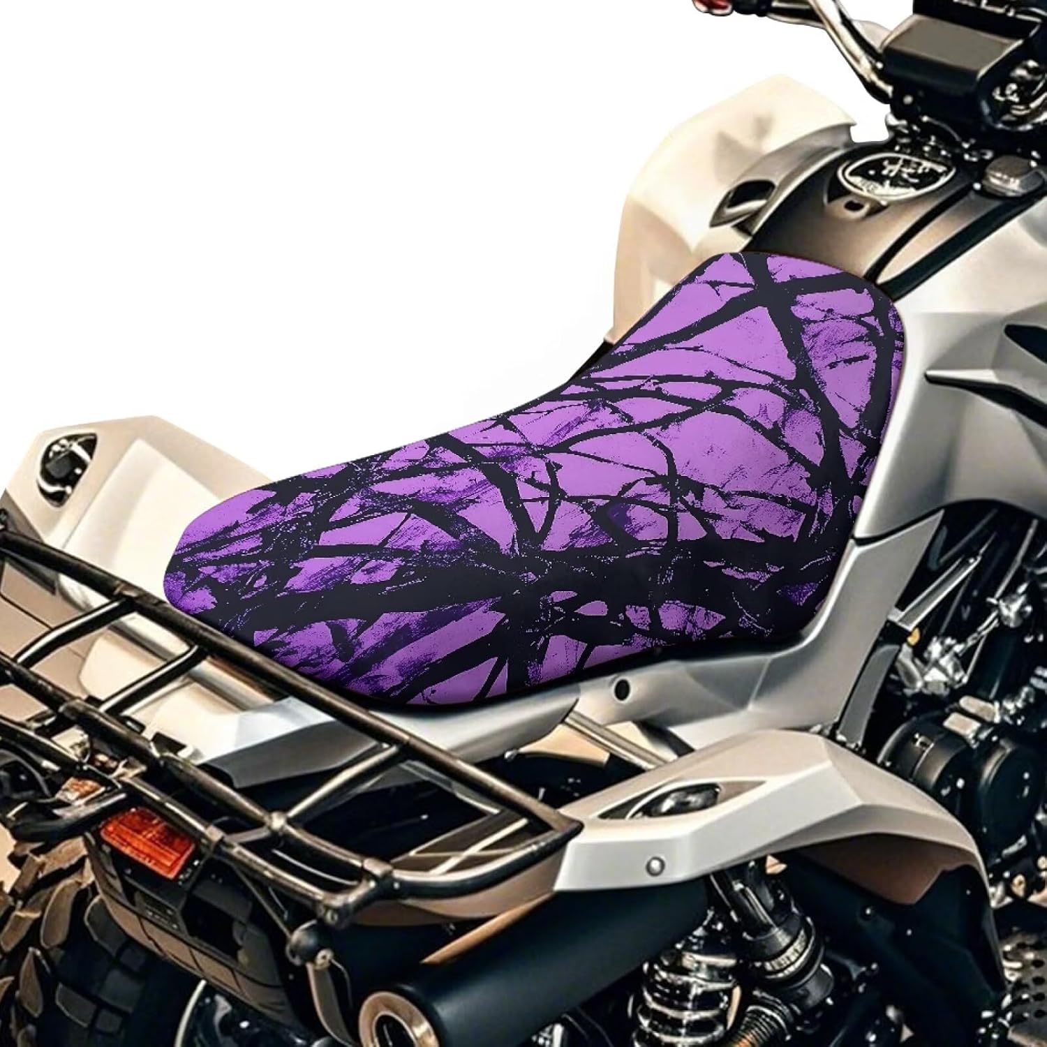 Howilath Purple Camo Hunting Forest ATV Seat Cover Water-Resistant Non-Slip Universal Motorcycle Seat Cover Four Wheeler Accessories Compatible with Polaris Scrambler 400 500 850 1000