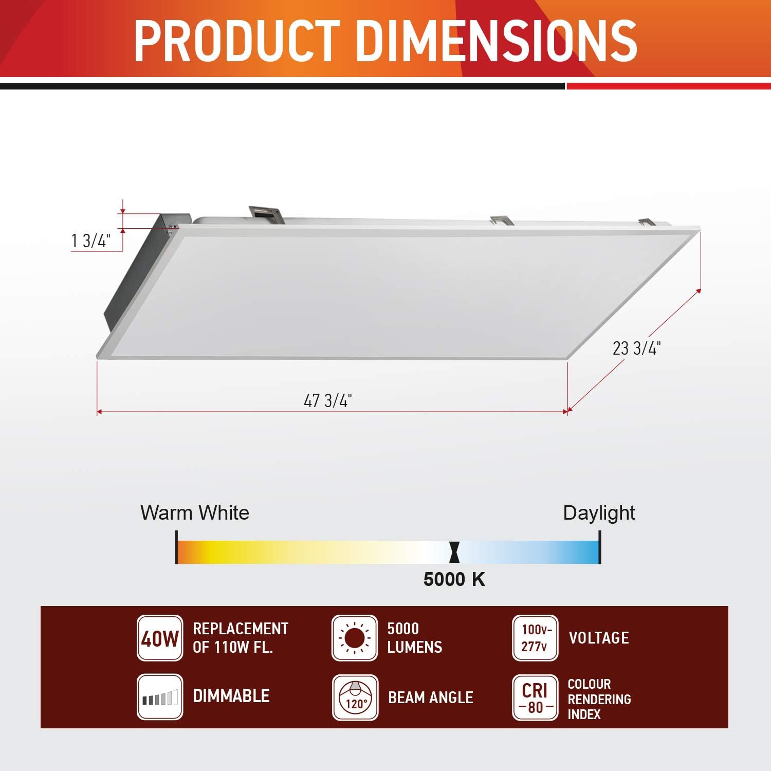 Best Review OSTWIN 2x4 FT LED Flat Panel Light, 1-10V Dimmable, LED Troffer Panel 40W, 5000K (Daylight) 5000LM, Recessed Back-Lit Drop Ceiling Light 100V-277V, Thin Design PMMA Lens IC Rated ETL Listed 4-Pack