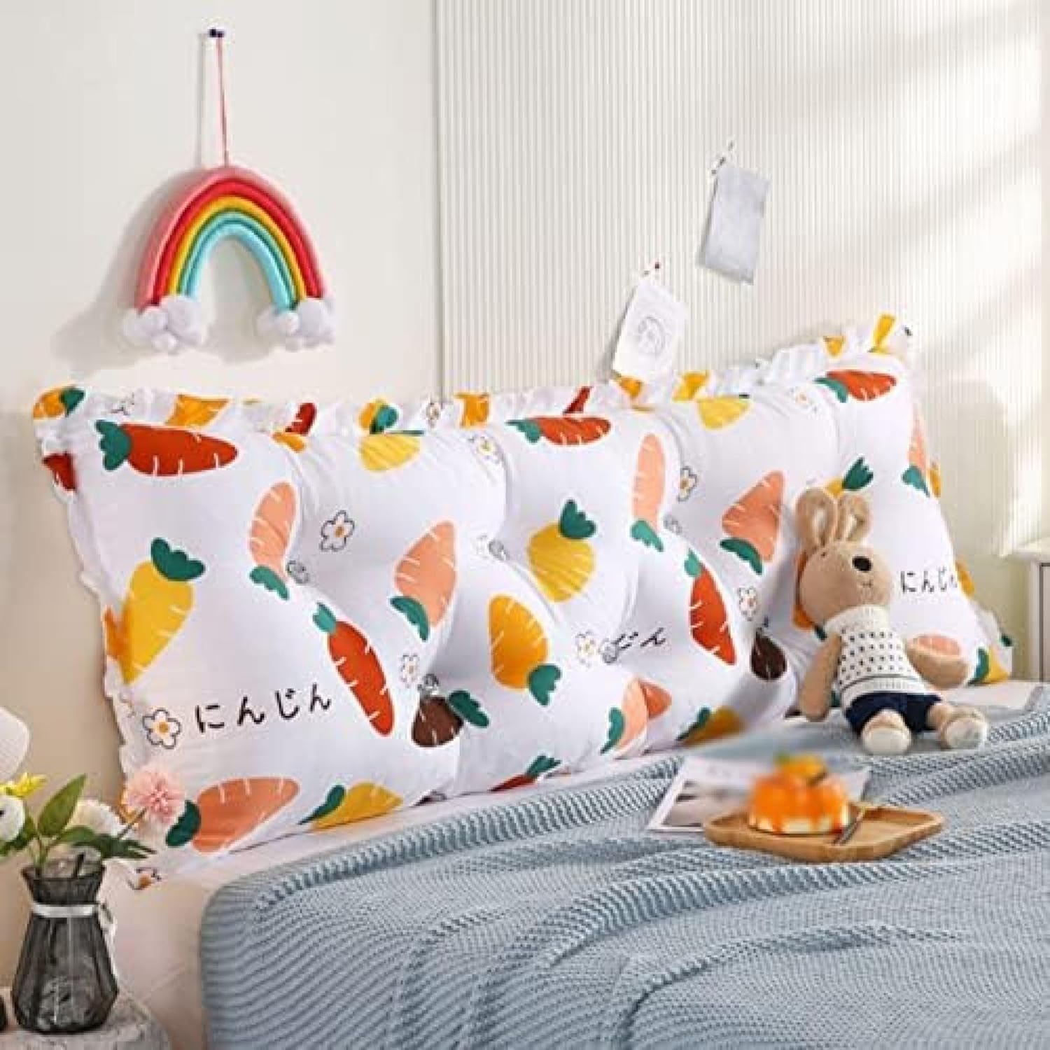 大型 ヘッドボードクッション ホワイト ウェッジ ベッドレスト 読書用クッション 長椅子用クッション 三角形 ヘッドボードウェッジク