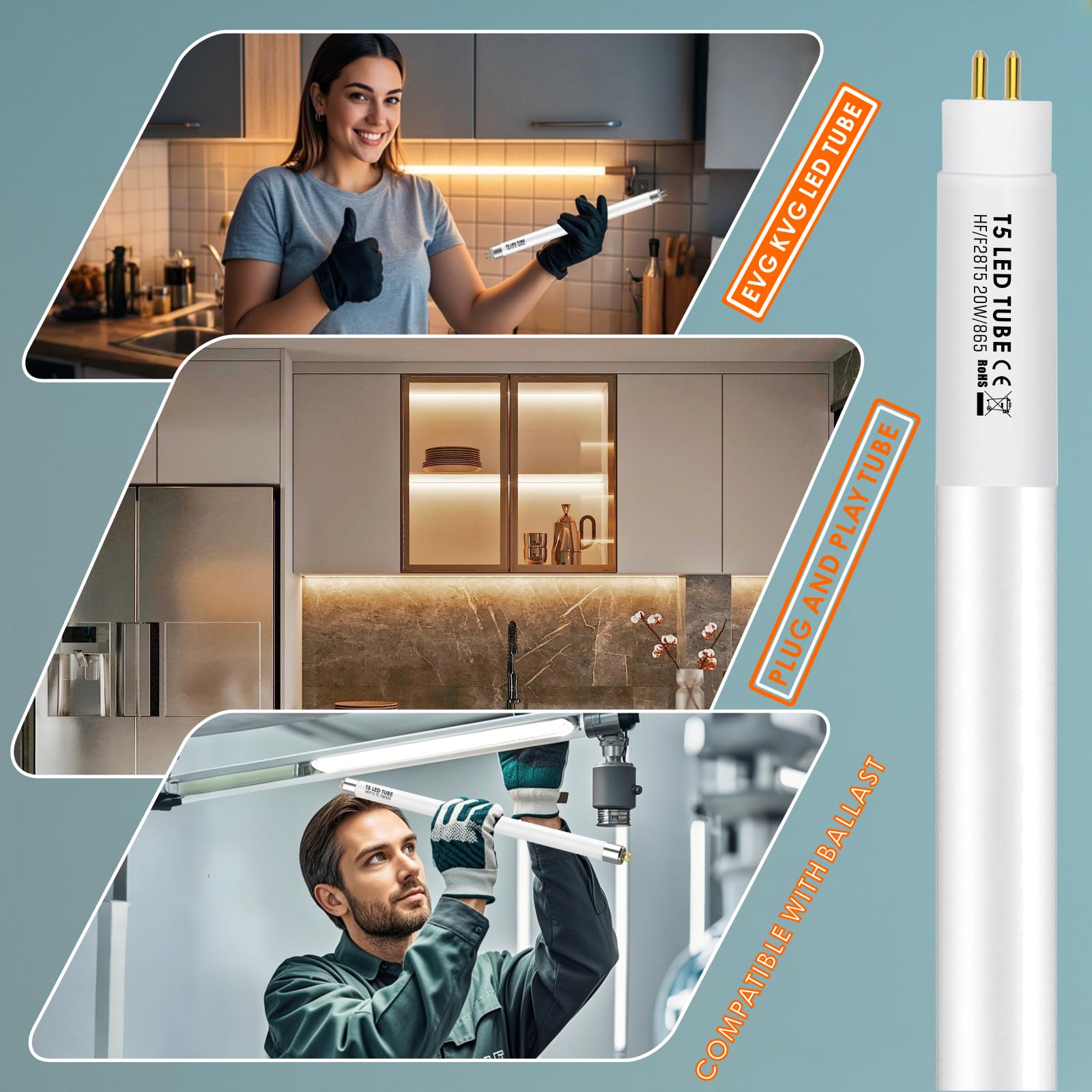 IHYCTV LED Röhre T5 114,9 cm, EVG KVG kompatibel, G5 20 W 2760 lm, tageslichtweiß 6500k, Ersatz für 54W Leuchtstoffröhren, langlebig 50.000h, Glas, matt, nicht dimmbar, 300 °, 1 Stück
