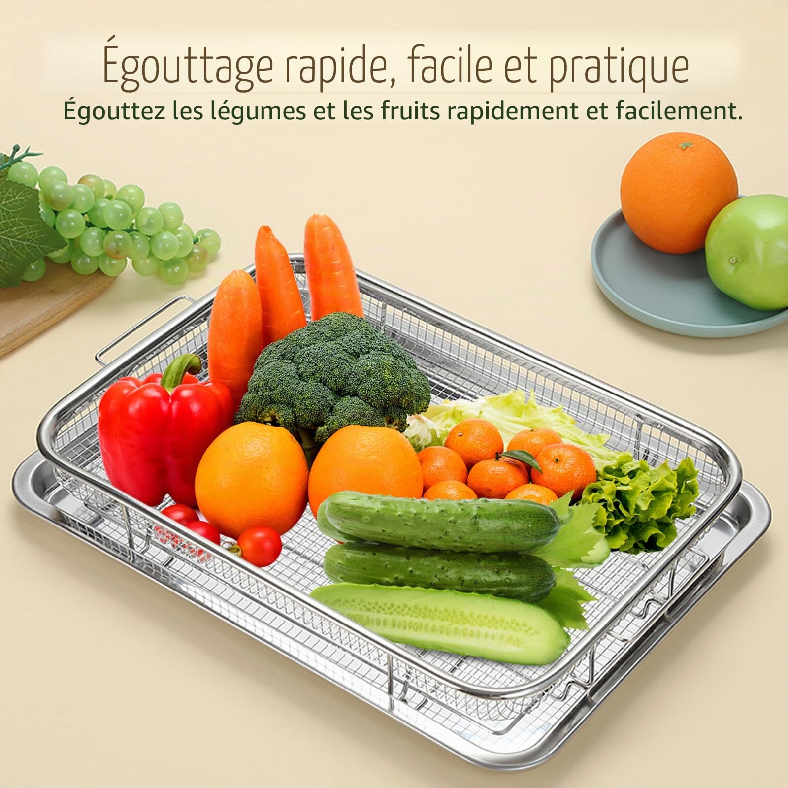 Lot de 2 Plaques à Pâtisserie en Acier Inoxydable avec grille,30X40x2cm Plaque de cuisson Rectangulaire Pour four et cuisinière - Grande plaque de four et grille à gâteau