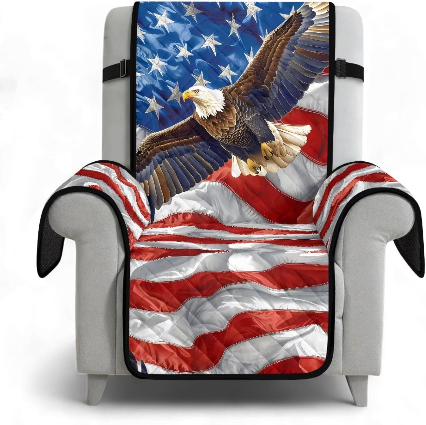 Eagle American Flag Print Recliner Chair Covers Non-Slip Comfy Lazyboy Recliner Chair Cover Fitted Sofa Couch Cover Soft Reclining Couch Slipcover Furniture Protector