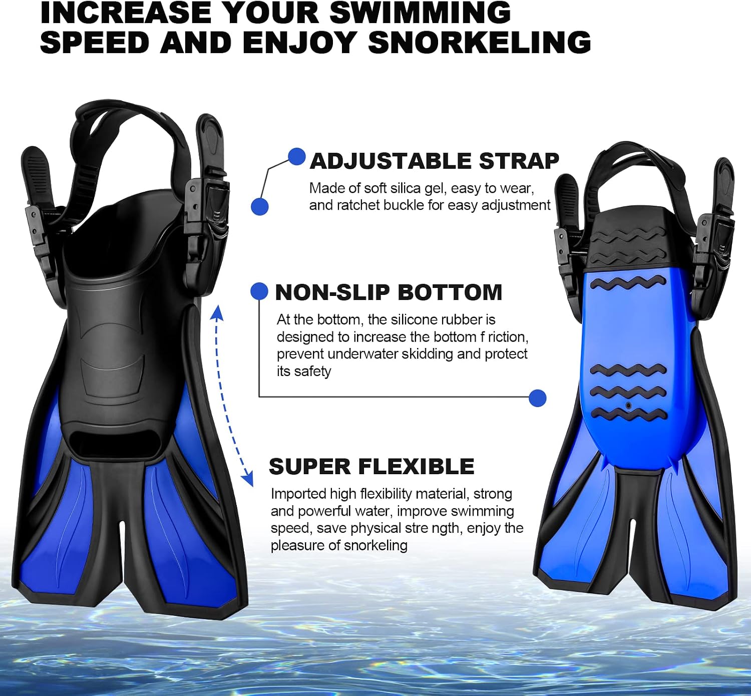 Odoland Snorkeling Packages, Full Face Snorkel Mask for Adults & Youth with Camera Mount, Adjustable Swim Fins, Anti-Fog Anti-Leak Diving Gear for Men Women Teens