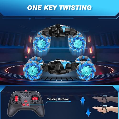 Miniatura 4 de Coche RC con música y luz colorida, 4WD Gesture RC Stunt Car, 2.4Ghz controlado a mano, transformación remota todoterreno, juguete eléctrico de