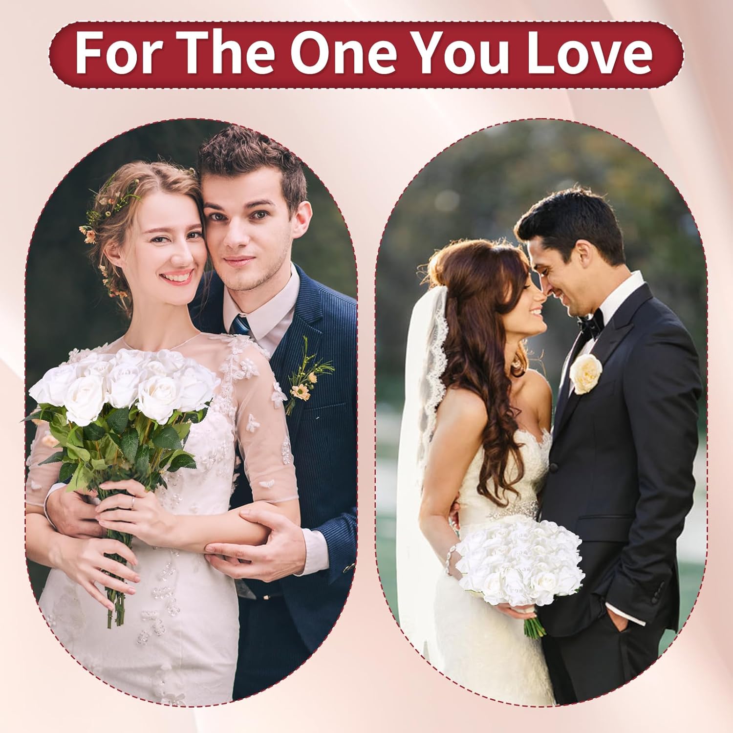 6pcs Fake Roses Artificial Flower, Bridal Rose Bouquet Faux Roses with Stems for Wedding Flower Decoracion, White Artificial Roses, Valentine's Day, Wedding & Home Decor - Image 5