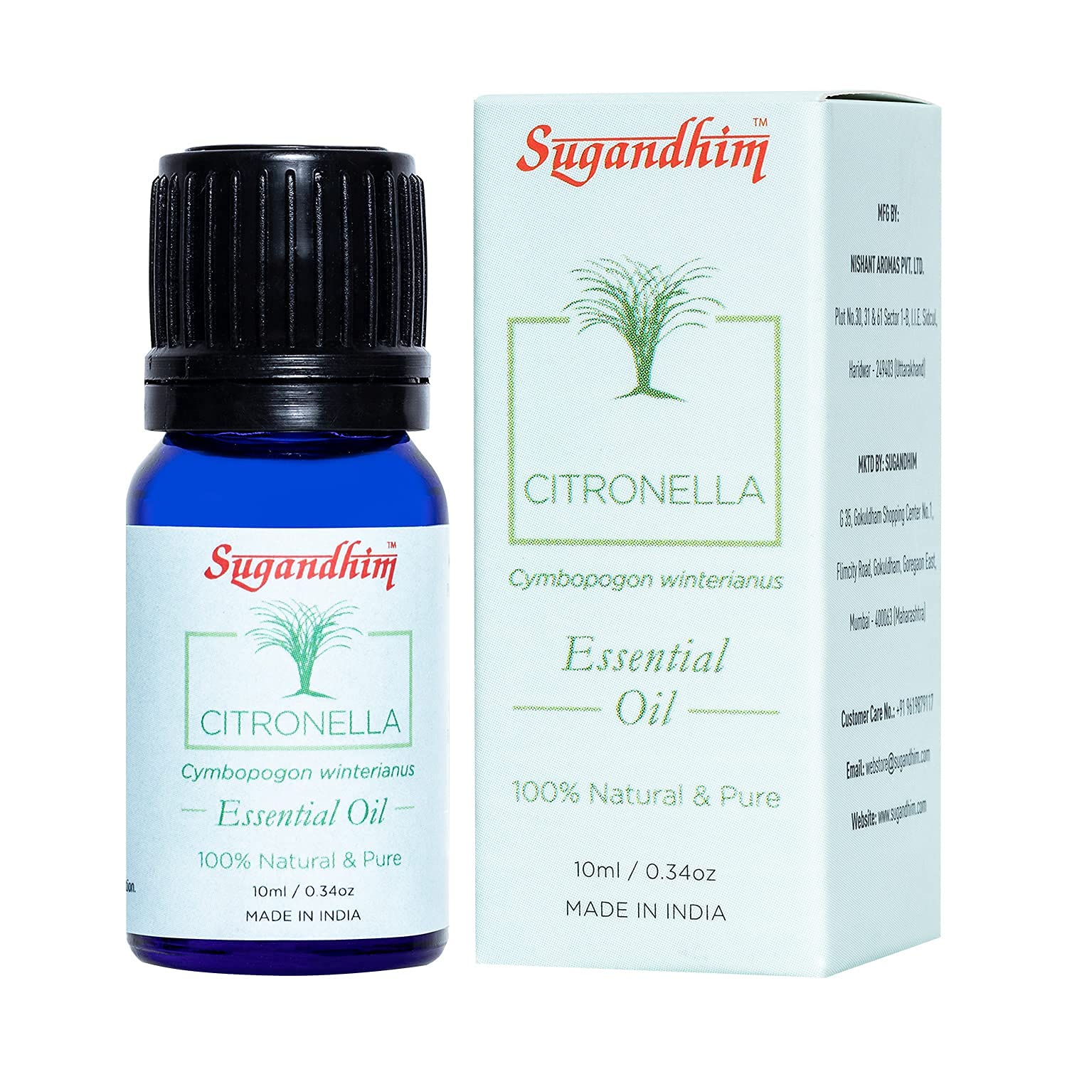 Sugandhim Citronella Essential Oil, 1 x 10ml, Steam Distilled, Aromatherapy, 100% Pure, Natural & Undiluted, Organic, Aroma Diffuser, Healthy Hair, No Synthetic Colour-image-28