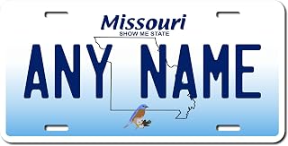 Personalized Missouri License Plate 6" X 12" (inches) Aluminum. Add Your Name, Text or Numbers.Full Size Novelty Plate - Fits Car and Truck License Plate Holders VER.2