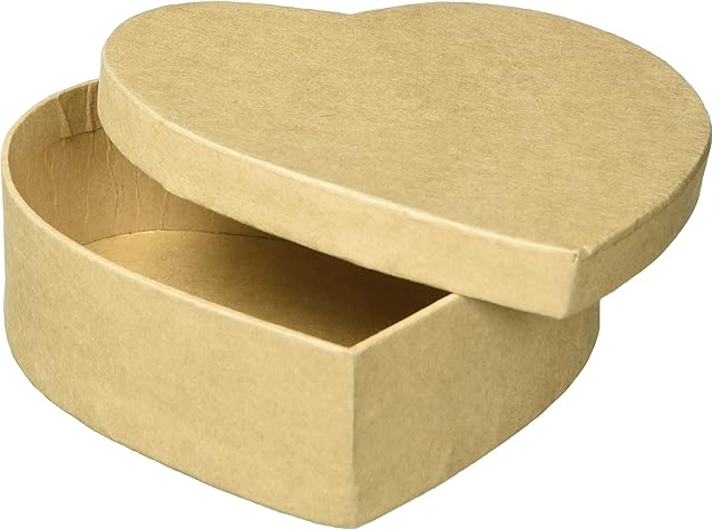 Glorex Heart Box, Cardboard, Natural, 12 x 12 x 3,8 cm