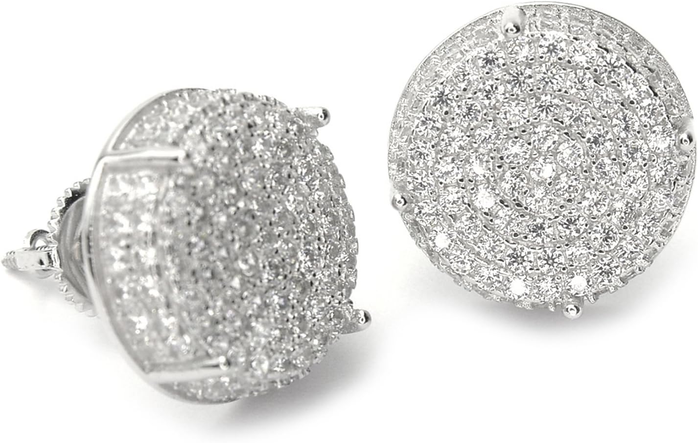 Men's XL 1/2 Inch Full Iced Cubic Zirconia Round Prong Setting Screw Back Earring BE 11403 S