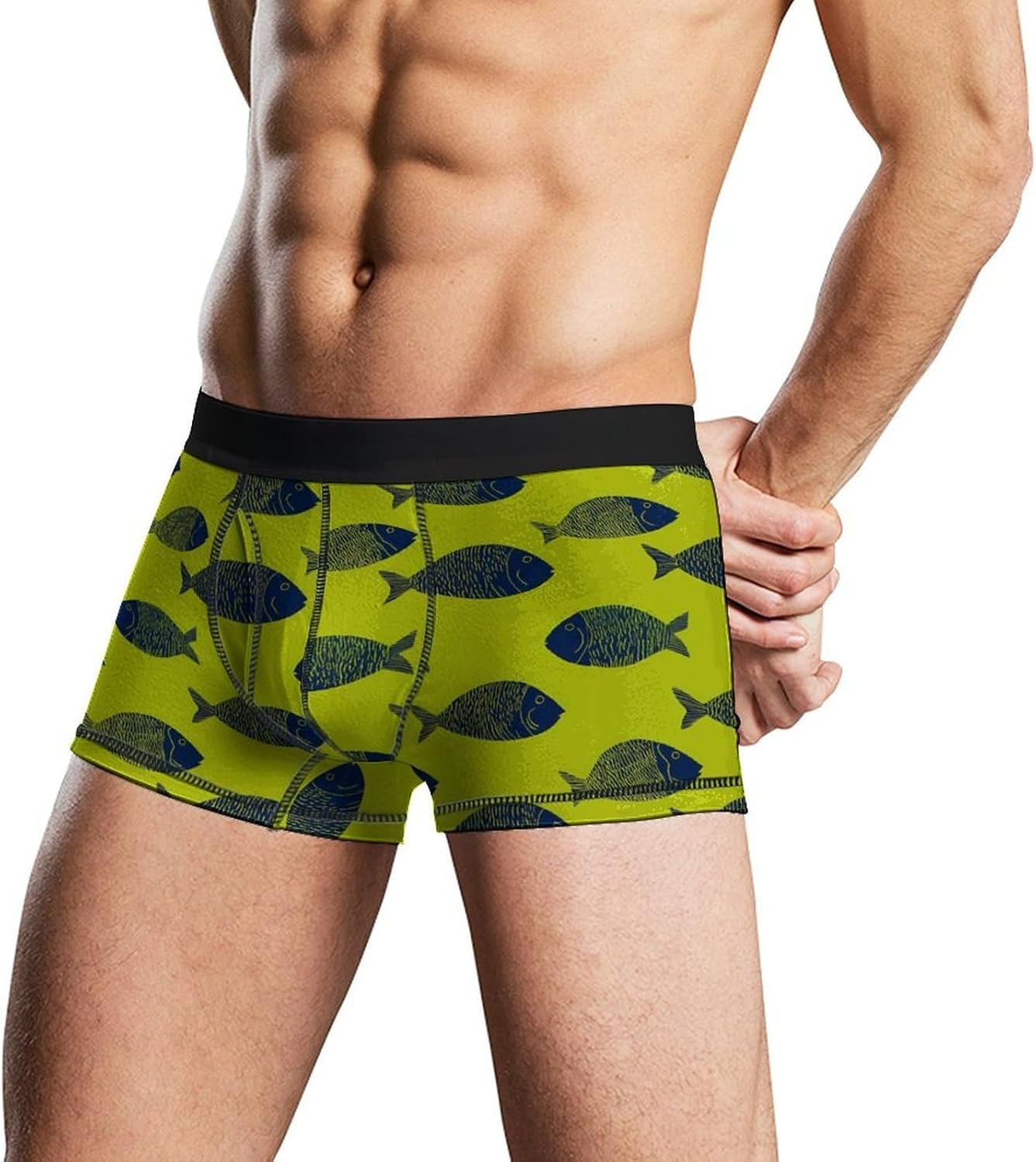 Fish Silhouettes Pattern Novelty Men's Boxer Briefs Soft Breathable Underpants Trunks Stretch Underwear